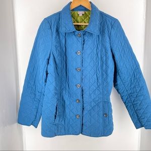 J.Jill Quilted Blue Button Down Jacket Size Large